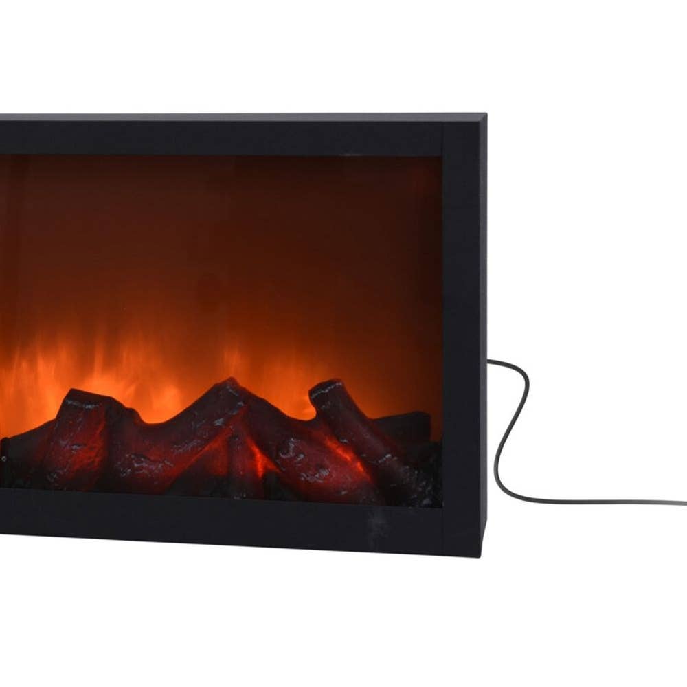 Led Electric Fireplace Metal Black 57x25 cm