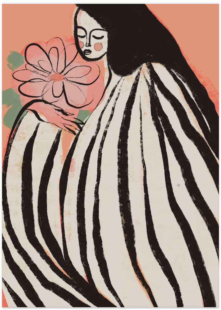 A Silent Moment (Peach): Wood - Black / 70x100