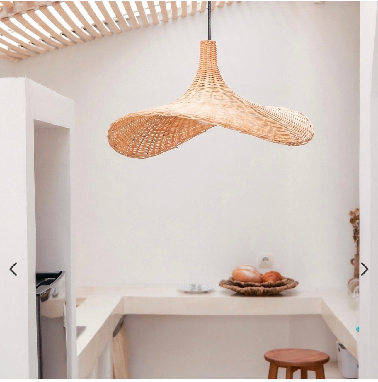 SAYAN Rattan Lampshade – Funnel Shaped Pendant Light S (49 cm)