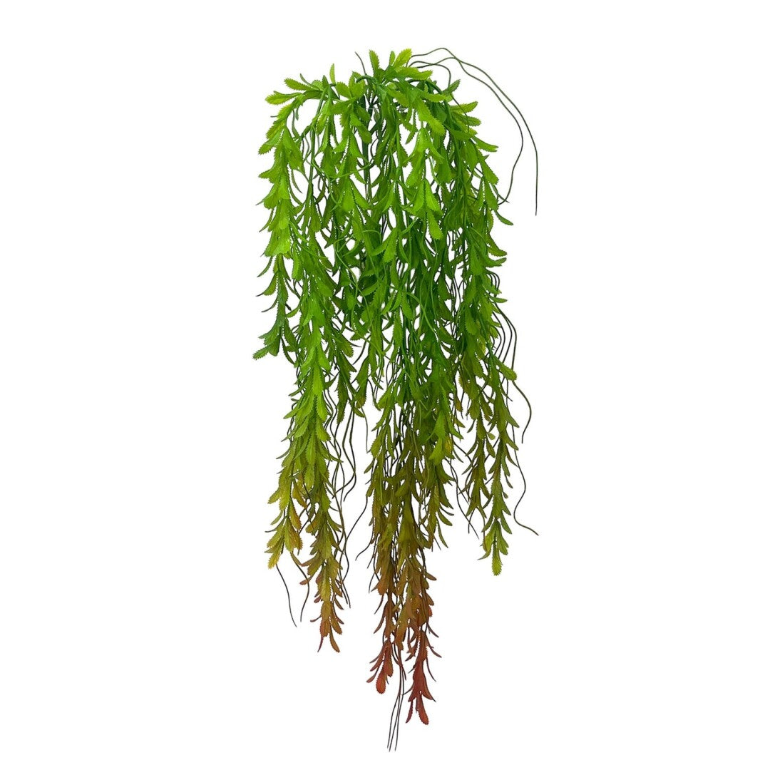 PL.COLG. HOJA MINI PLAST. VERDE/BURD. 90cm