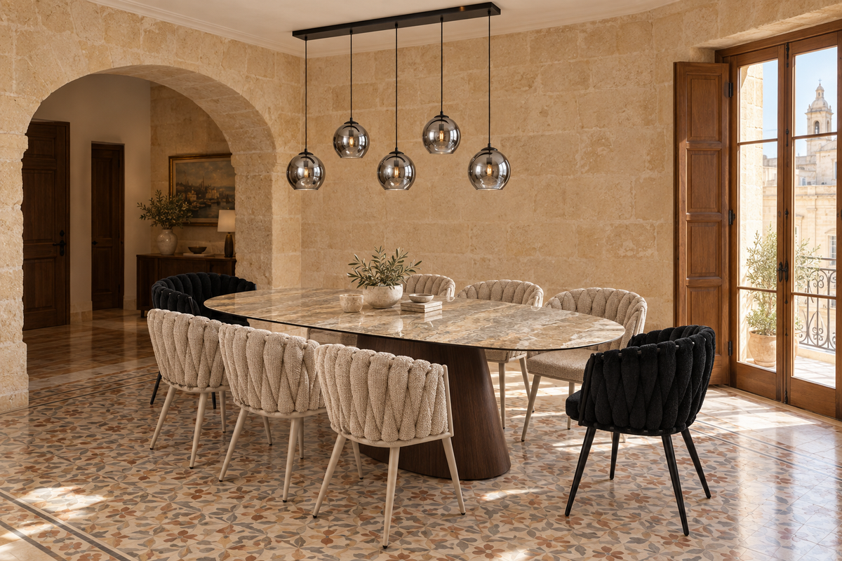 Danish Dining Table Ceramic Onyx / Walnut Veneer