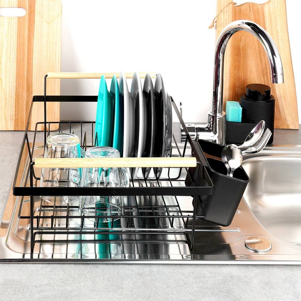 Dish Drainer Rack Black 50.5x33x18 cm