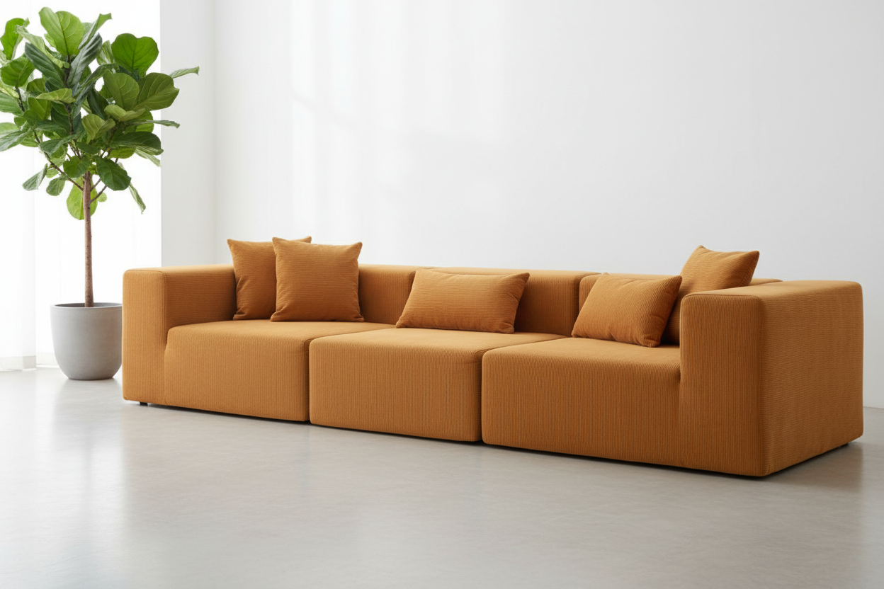 Sofa K15-1 mustard with plant