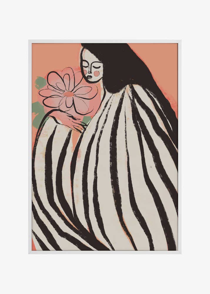 A Silent Moment (Peach): Wood - Black / 70x100