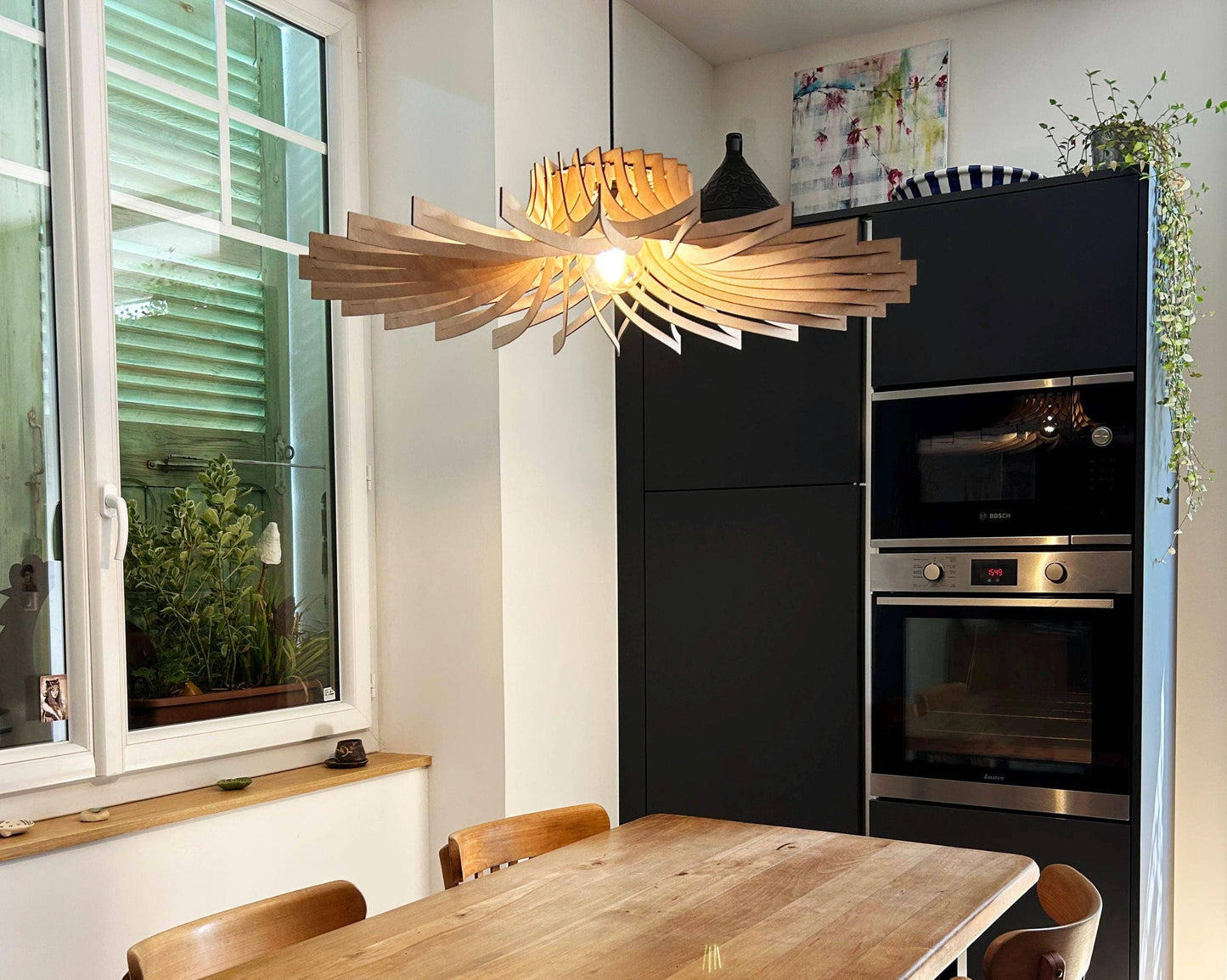 Gaston Le Chardon - Handcrafted Wooden Pendant Light: Pear-shaped bulb / 70 cm - Okoumé