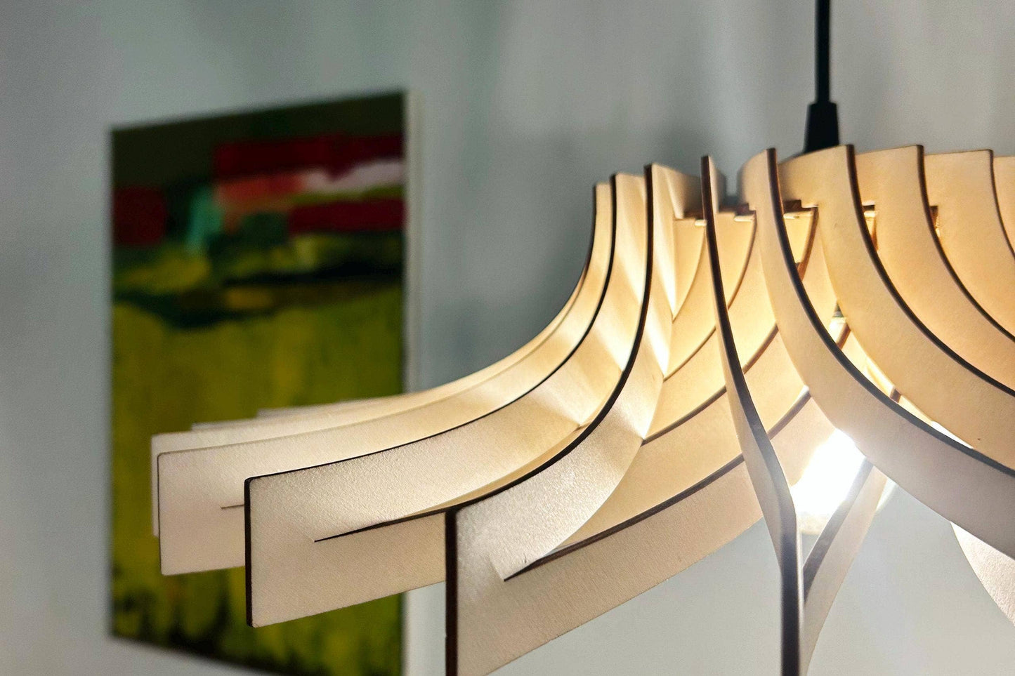 Gaston Le Chardon - Handcrafted Wooden Pendant Light: Pear-shaped bulb / 70 cm - Okoumé