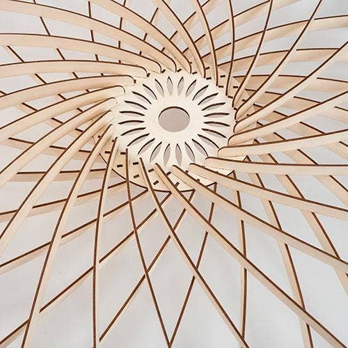 Dalida The Dahlia - Handmade Floral Wooden Pendant: Pear-shaped bulb / 110 cm - Okoumé
