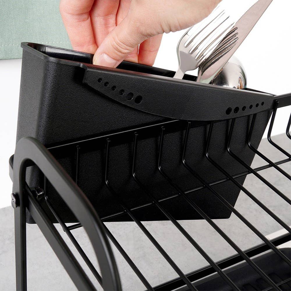 Dish Drainer Rack Black 2-Level 48.5x32x23.5 cm