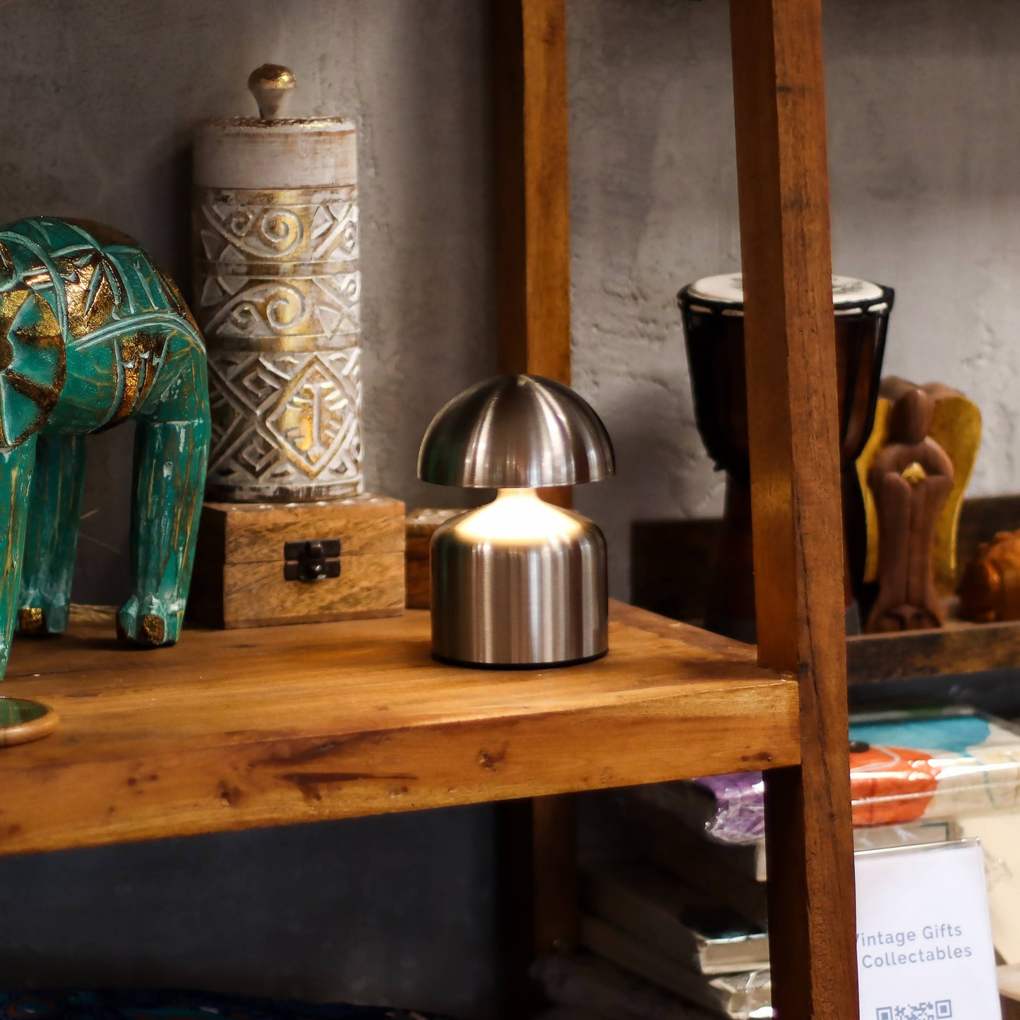 Dome Mushroom Touch Lamp — Silver