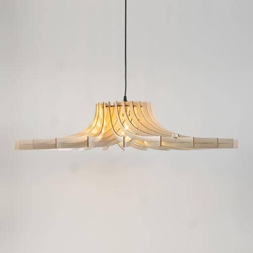 Gaston Le Chardon - Handcrafted Wooden Pendant Light: Ampoule Poire / 50 cm - Okoumé