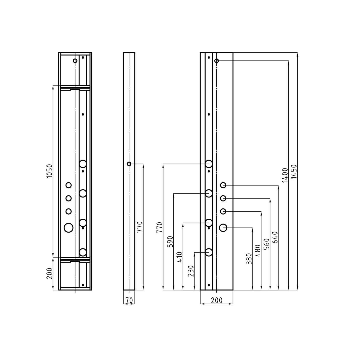 XXL shower panel in matt black with thermostat and real bamboo insert: Default