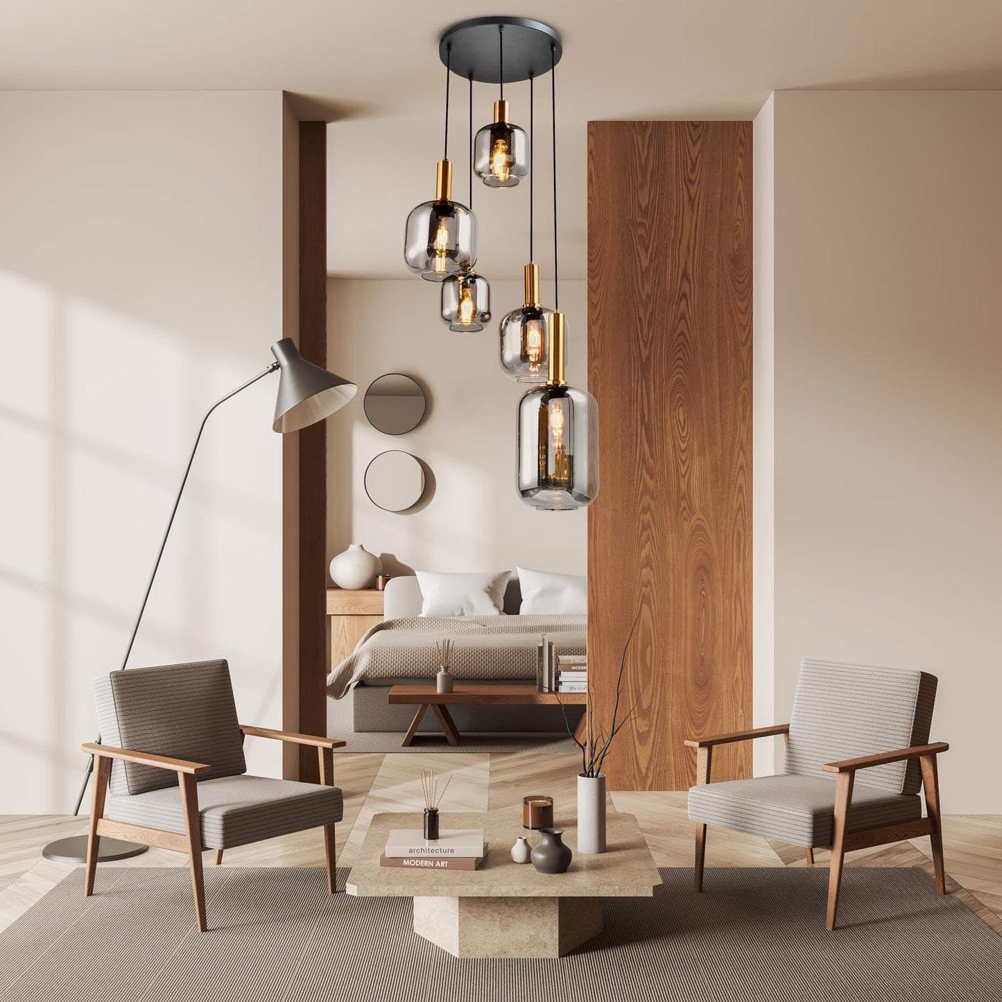 5er Pendelleuchte "FUMO",
