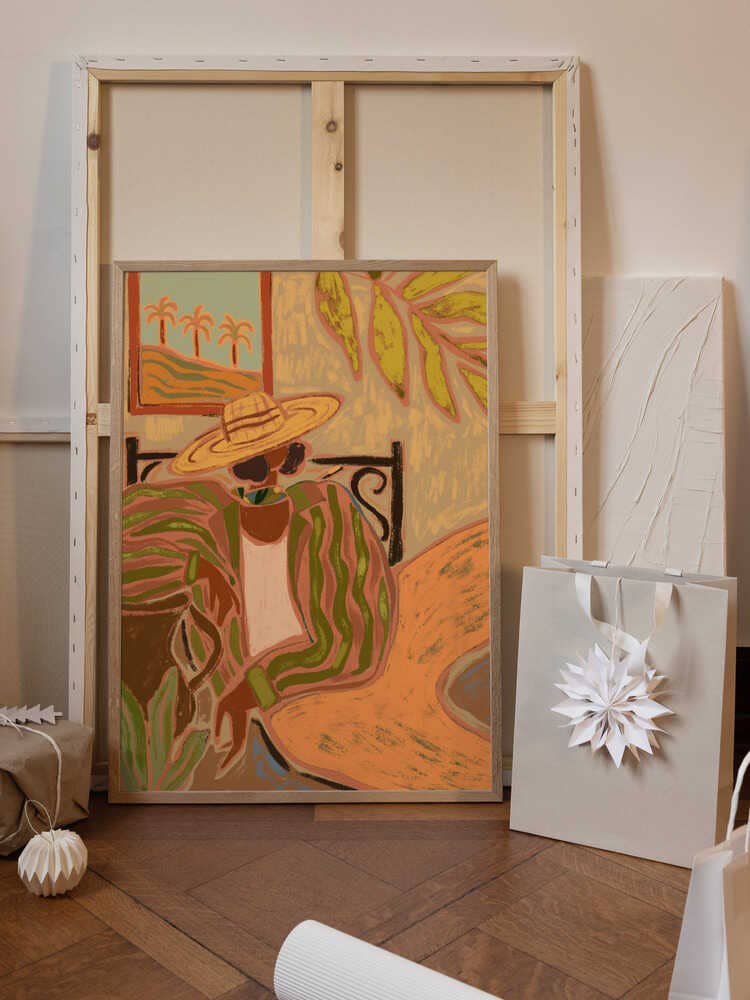 Lady in Stripe: Wood - White / 70x100