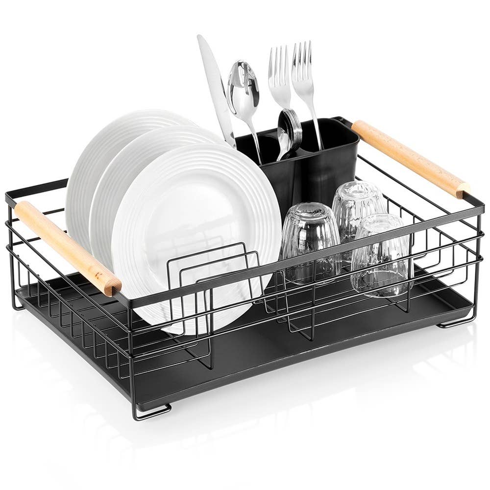 Dish Drainer Rack Black 43x28.5x14.5 cm