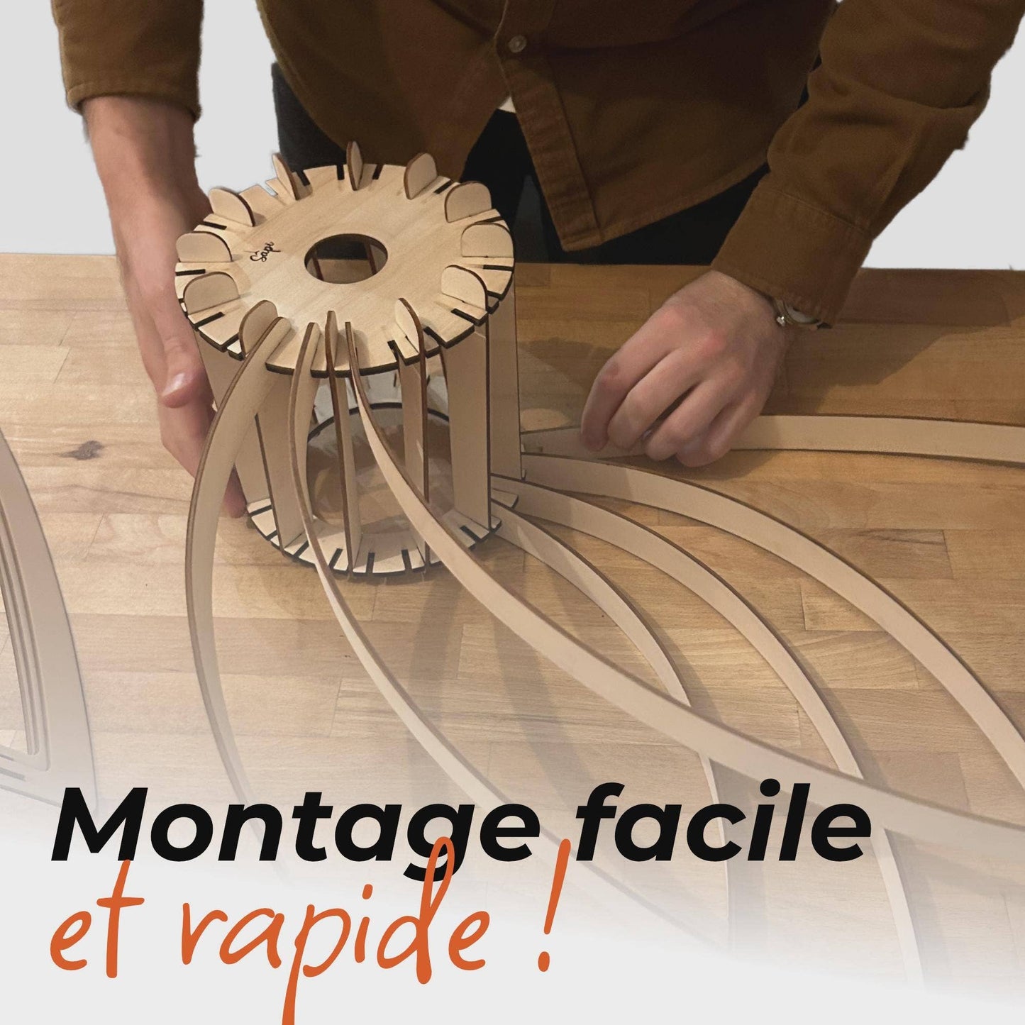 Dalida The Dahlia - Handmade Floral Wooden Pendant: Pear-shaped bulb / 110 cm - Okoumé