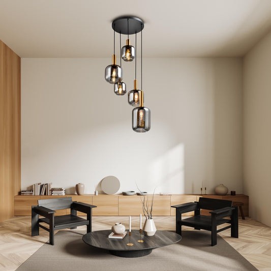 5er Pendelleuchte "FUMO",