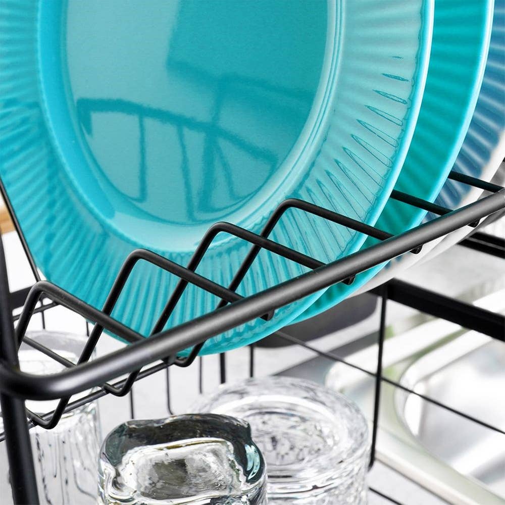 Dish Drainer Rack Black 2-Level 48x29x28.5 cm