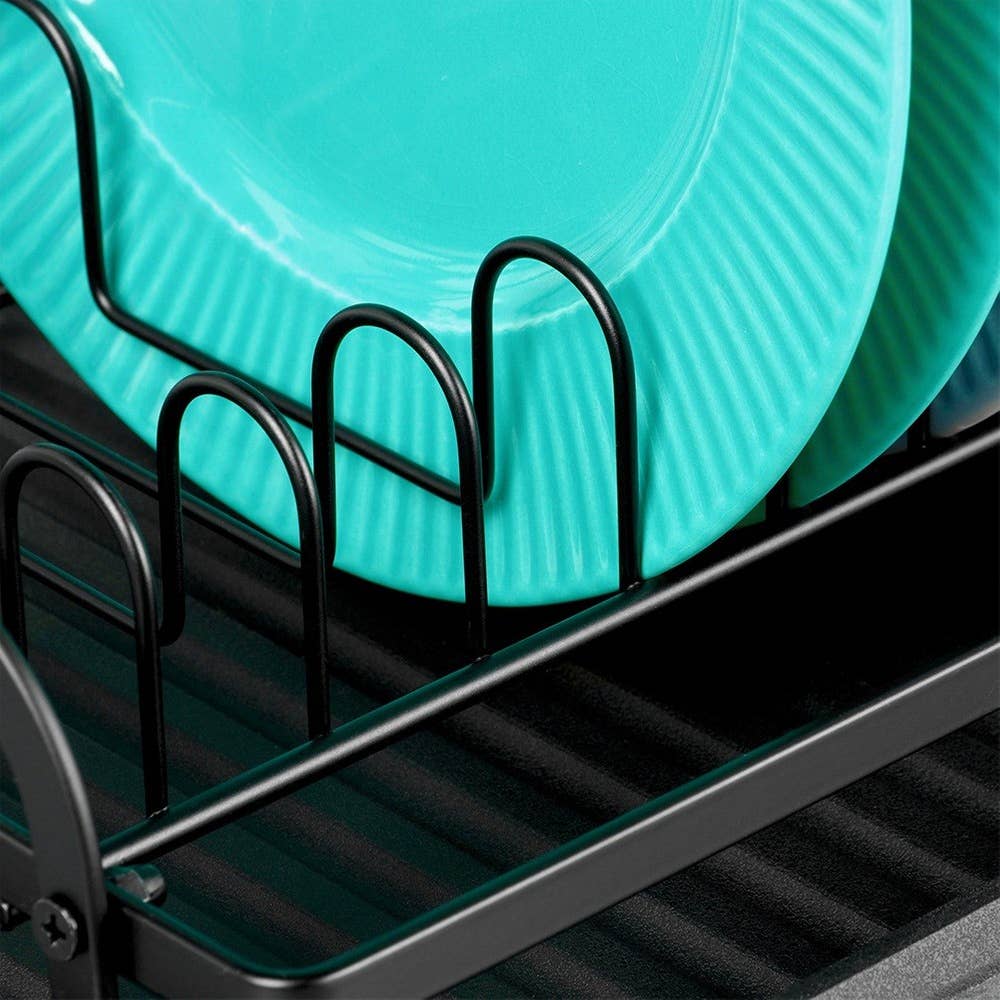 Dish Drainer Rack Black 2-Level 48.5x32x23.5 cm
