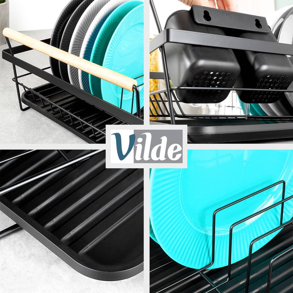 Dish Drainer Rack Black 50.5x33x18 cm