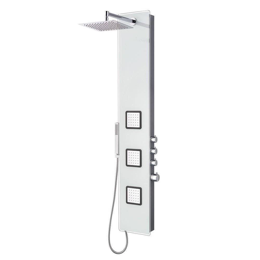 Elegant glass shower panel with thermostat in white: Default
