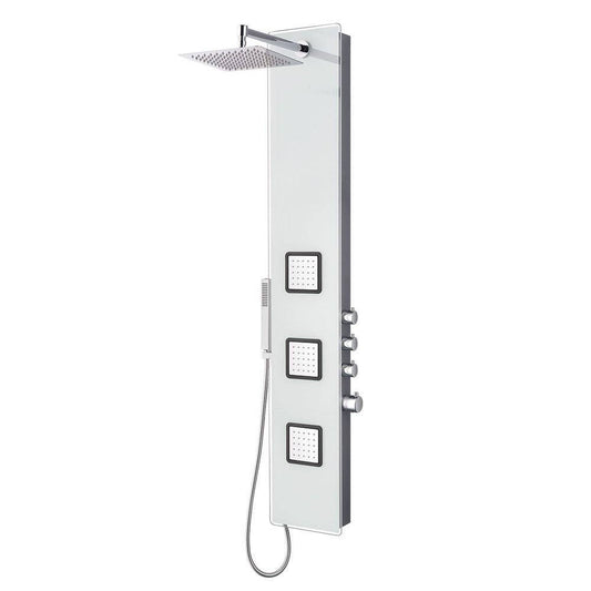 Elegant glass shower panel with thermostat in white: Default