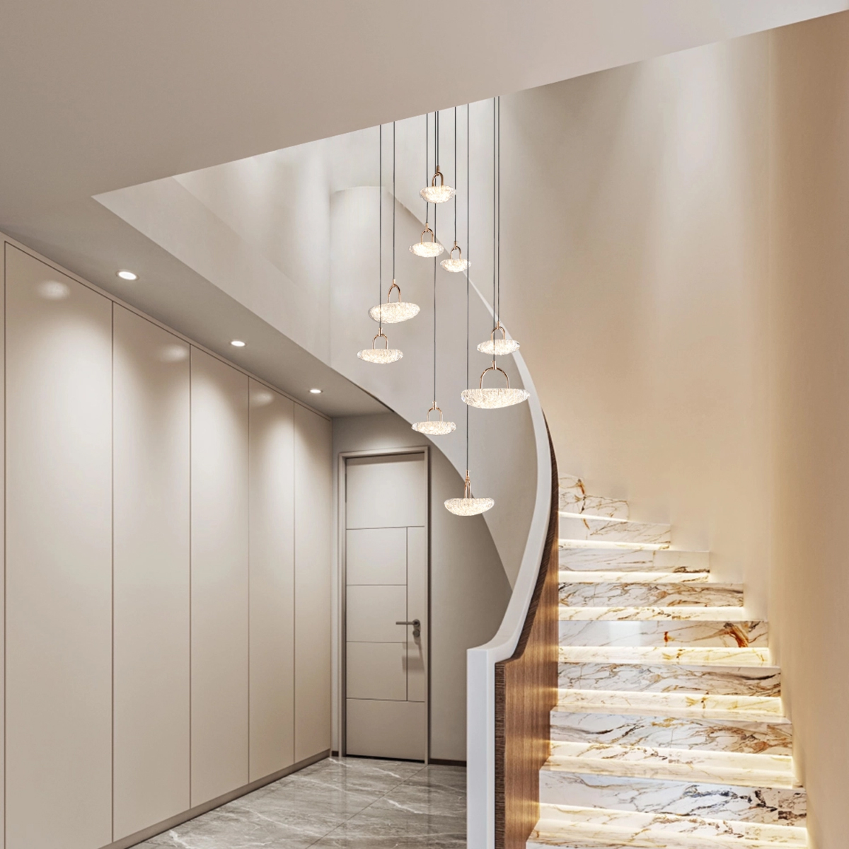 EP2001 Cascading Staircase Pendant Chandelier