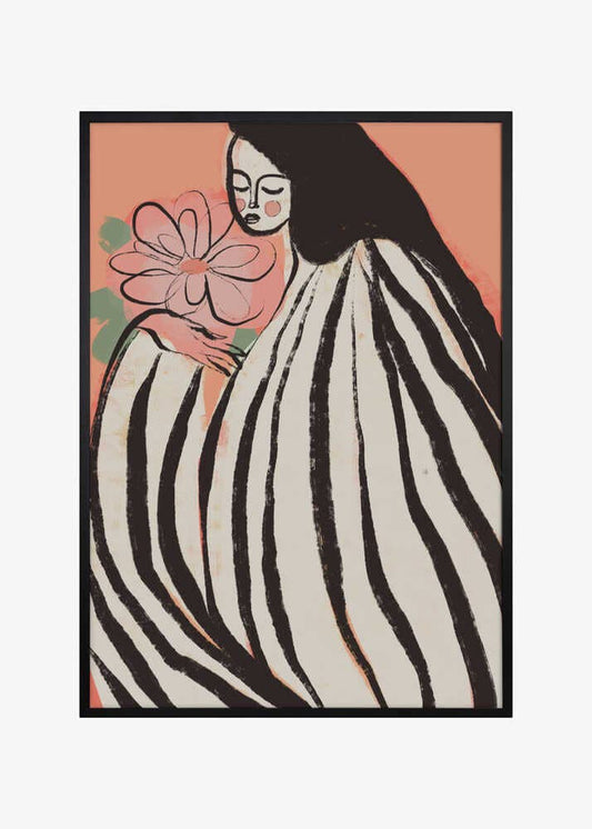 A Silent Moment (Peach): Wood - Black / 70x100