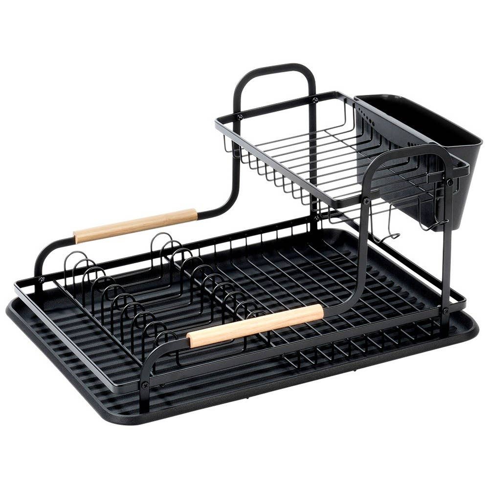 Dish Drainer Rack Black 2-Level 48.5x32x23.5 cm
