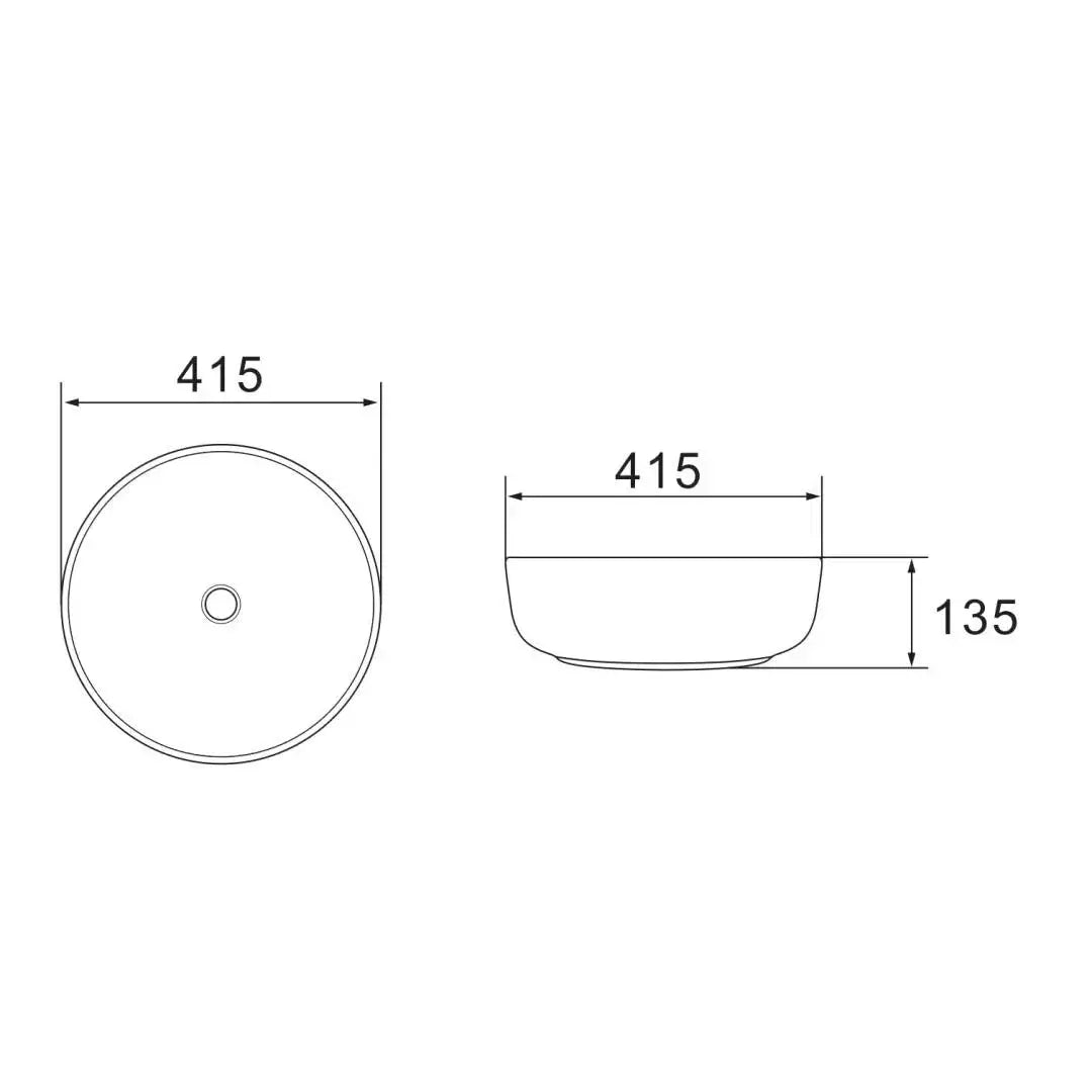 41 cm round countertop basin in white ceramic