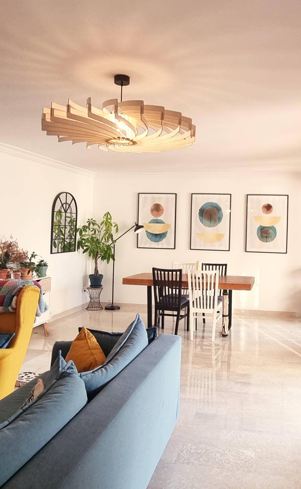 Olivia La Gardiena - Handmade Wooden Pendant Light: Pear-shaped bulb / 70 cm - Okoumé