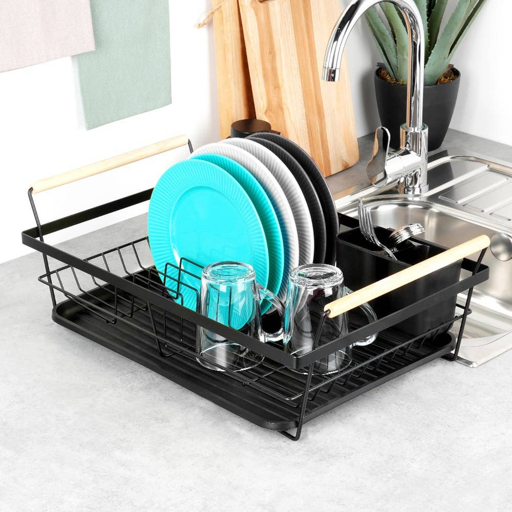 Dish Drainer Rack Black 50.5x33x18 cm