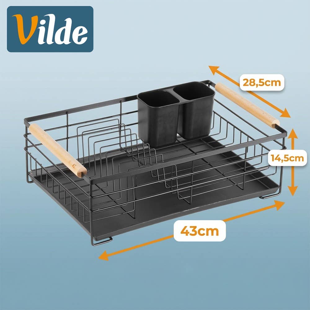 Dish Drainer Rack Black 43x28.5x14.5 cm