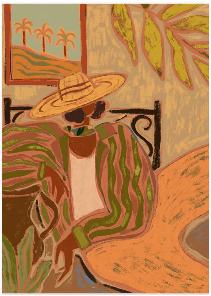 Lady in Stripe: Wood - White / 70x100