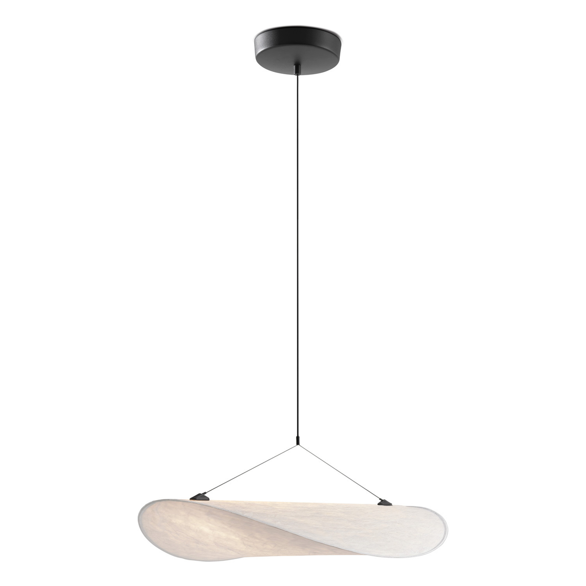 EP5098 wave pendant light with pale curved shade and black ceiling canopy