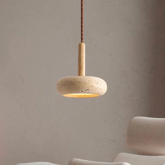 EP6106 Stone & Wood Pendant Light – 20 cm