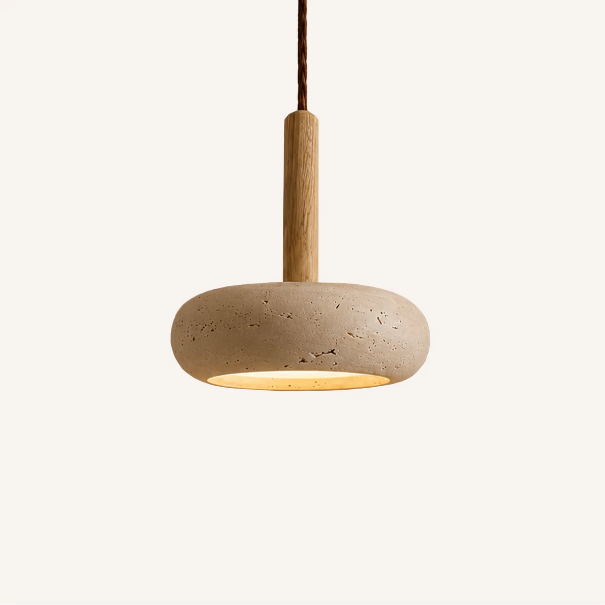 EP6106 Stone & Wood Pendant Light – 20 cm