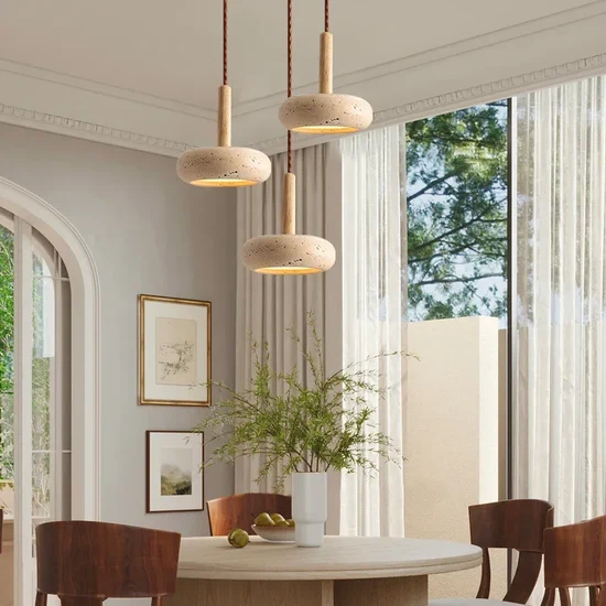 EP6106 Stone & Wood Pendant Light – 20 cm