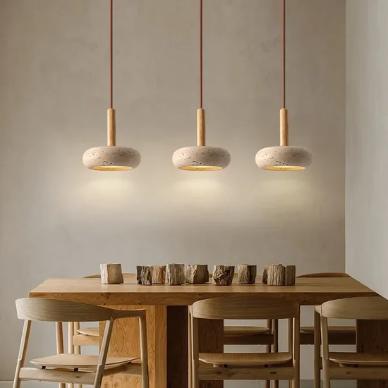 EP6106 Stone & Wood Pendant Light – 20 cm