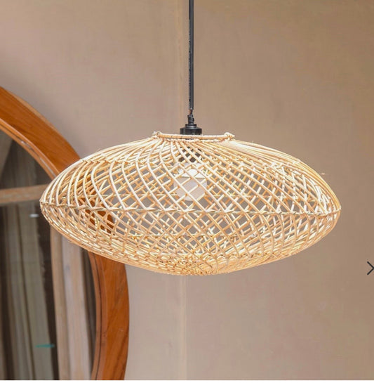 ARANA Rattan Lampshade – Handwoven Boho Pendant Light (Ø 40 cm)