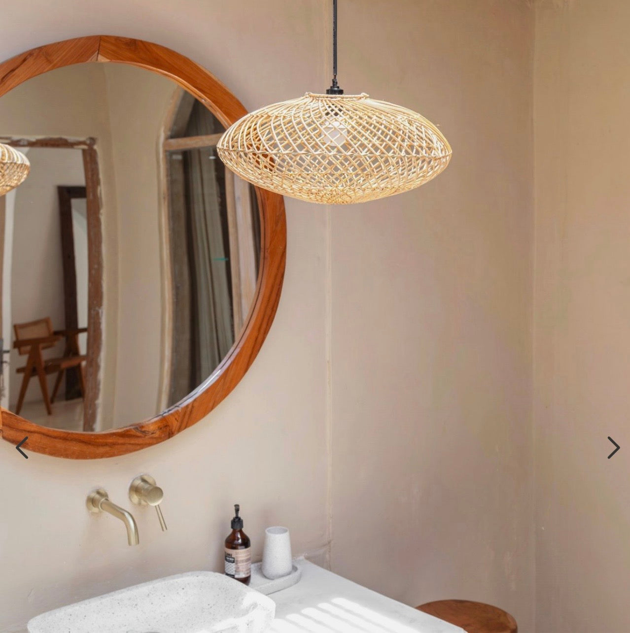 ARANA Rattan Lampshade – Handwoven Boho Pendant Light (Ø 40 cm)