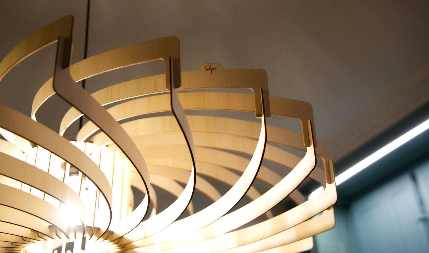 Olivia La Gardiena - Handmade Wooden Pendant Light: Globe bulb / 95 cm - Okoumé