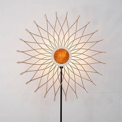 Dalida Le Dahlia - Handcrafted Wooden Floor Lamp: Ampoule Globe / Okoumé