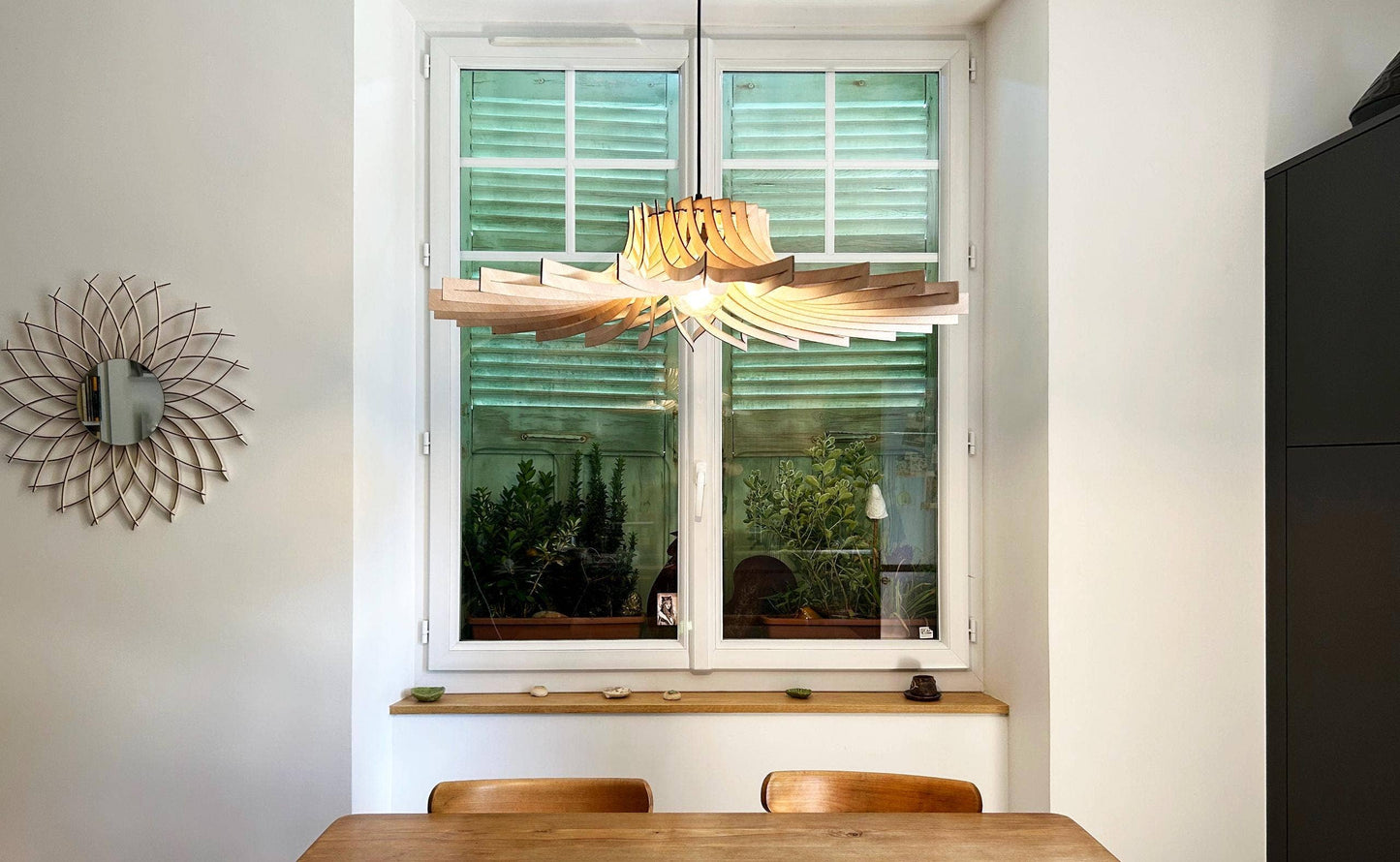 Gaston Le Chardon - Handcrafted Wooden Pendant Light: Pear-shaped bulb / 70 cm - Okoumé