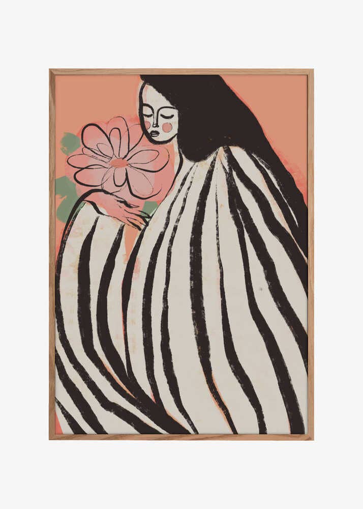 A Silent Moment (Peach): Wood - Black / 70x100