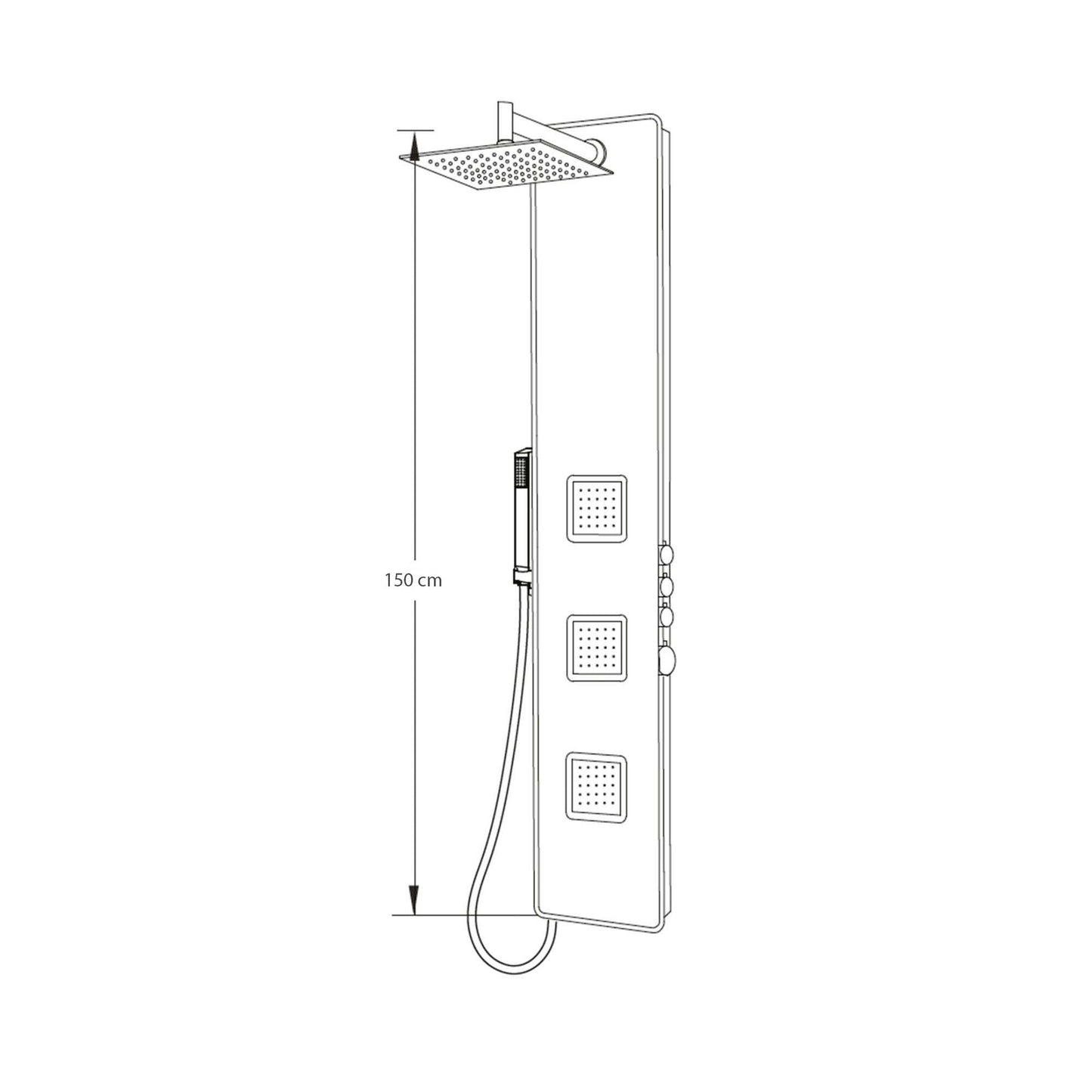 Elegant glass shower panel with thermostat in white: Default