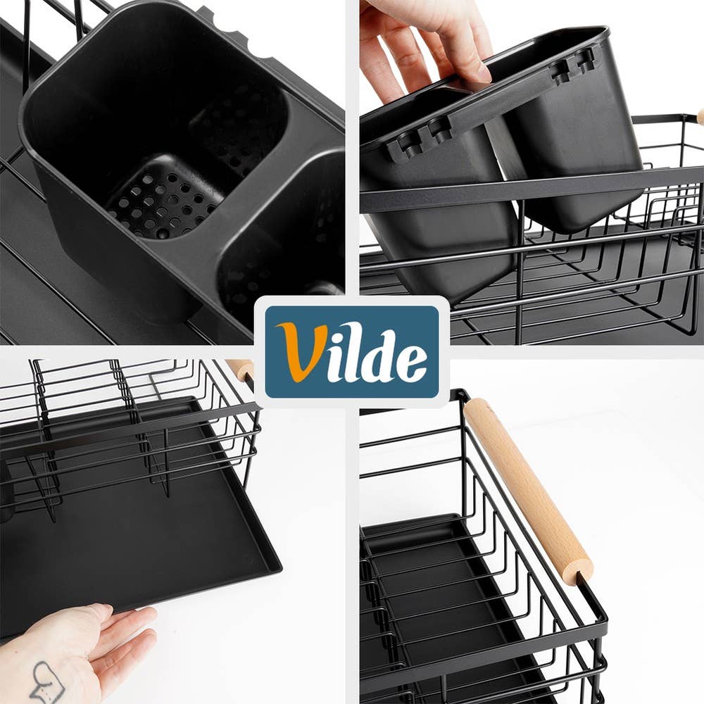 Dish Drainer Rack Black 43x28.5x14.5 cm