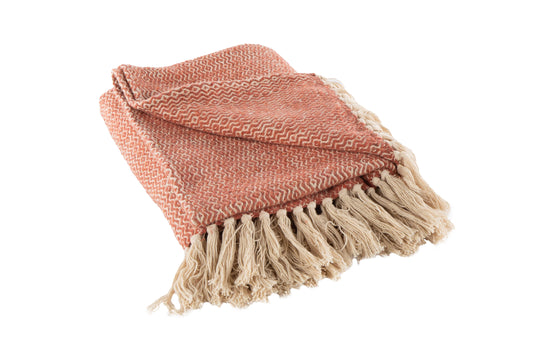 Throw ARTEM with fringes - 130x160 cm : Red