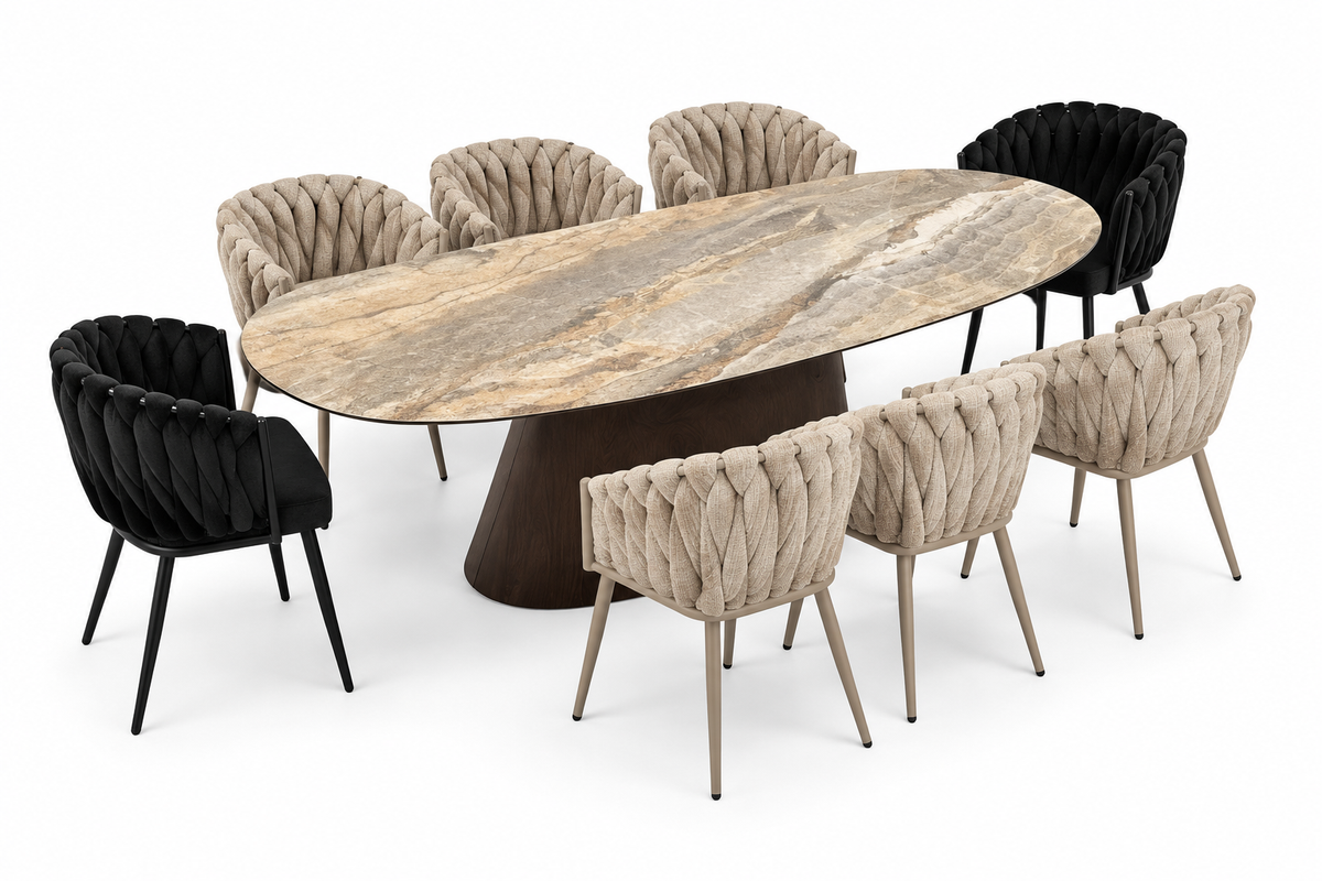 Danish Dining Table Ceramic Onyx / Walnut Veneer