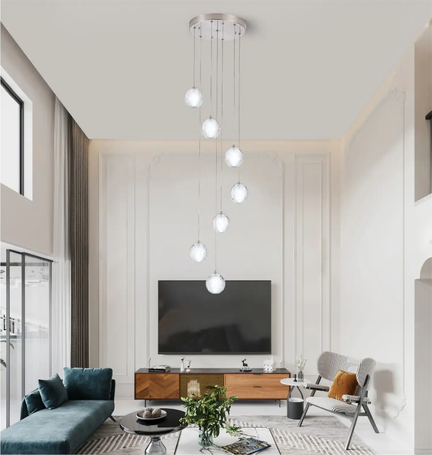 Height - 25W Perrier Crystal Led Pendant