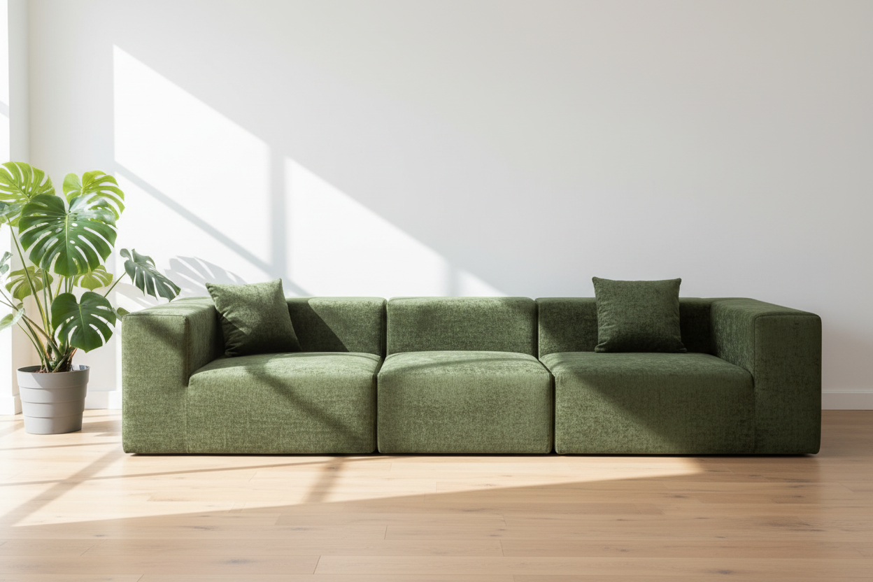 Sofa K15-3 olive green velvet - Scandinavian interior
